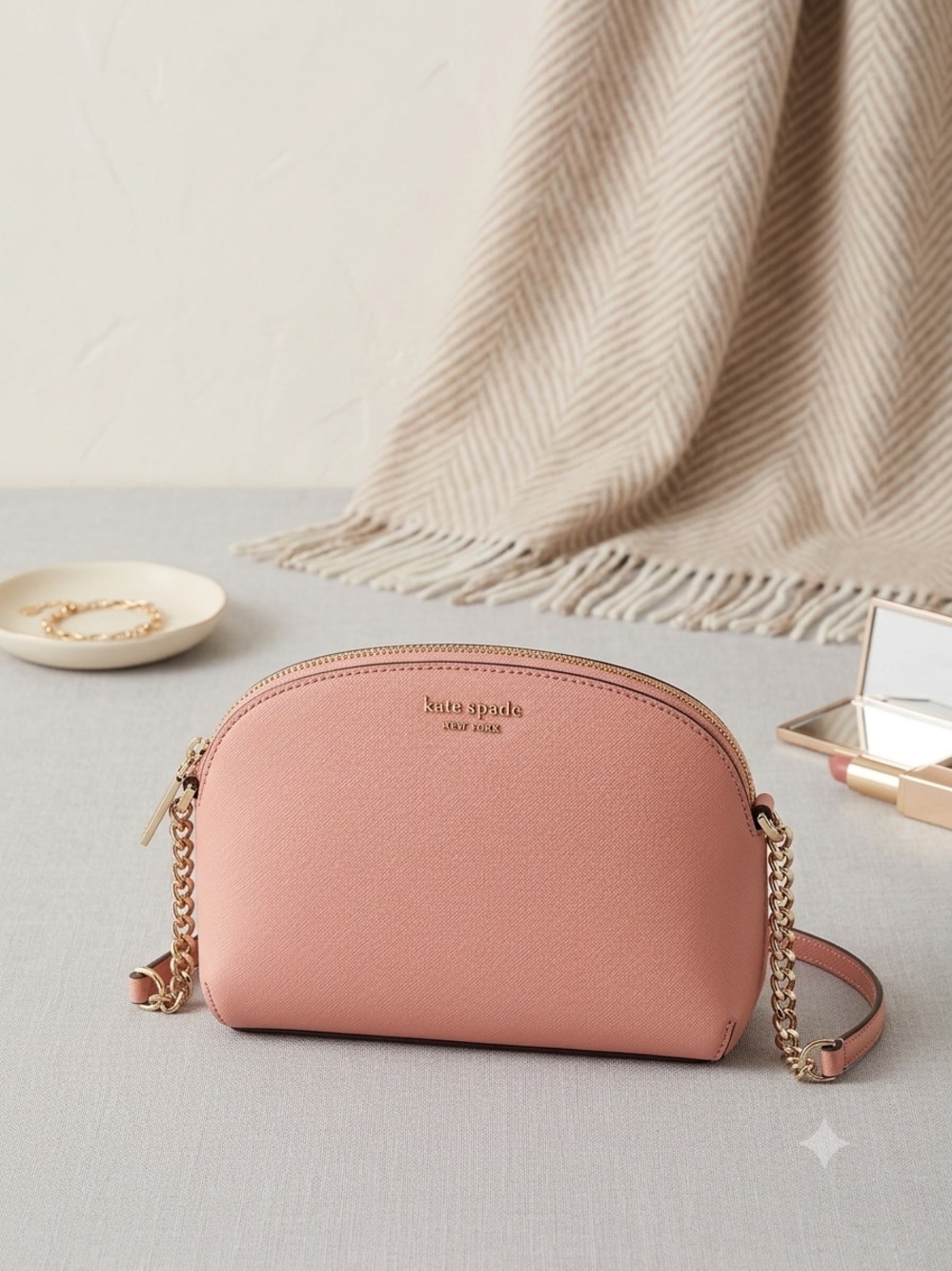 kate spade Dusty Rose Saffiano Dome Crossbody